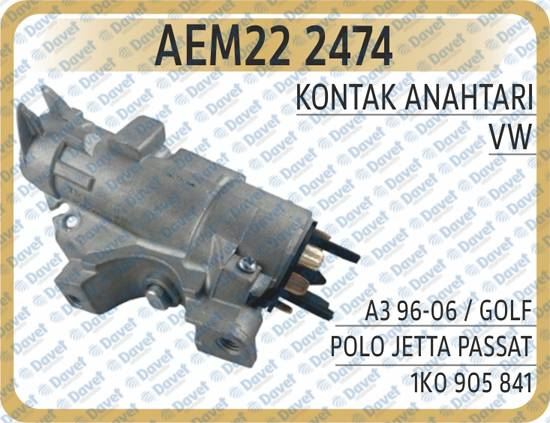 AEM 222474 Kontak Anahtari A3 96-06   Golf Polo Jetta Passat